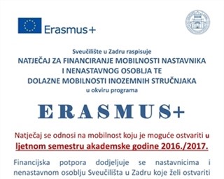 Erasmus+ Natječaj za financiranje mobilnosti nastavnika i nenastavnog osoblja